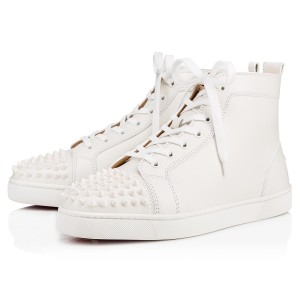 Altos Christian Louboutin Lou Spikes Planos Blancos Blancos | NVZ-365782
