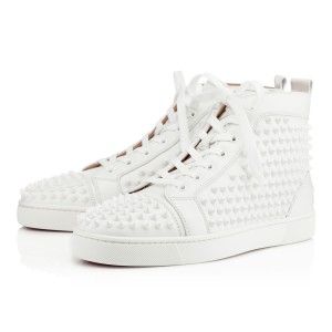 Altos Christian Louboutin Louis Spikes Planos Blancos Blancos | JNR-365481