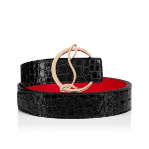 Cinturones Christian Louboutin Cl Logo Negros Dorados | KHU-643201