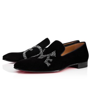 Mocasines Christian Louboutin Dandylove Strass Planos Negros | SPR-752401