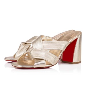 Mulas Christian Louboutin Dispo Club 85 mm Sahara / Lin Platine | VMY-716920