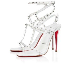 Sandalias Christian Louboutin Bombina Spikes 100 mm Bianco / Sv / Lin Bianco | SNU-197063