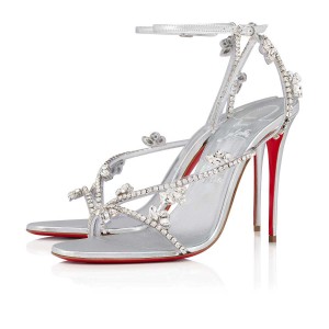 Sandalias Christian Louboutin Joli Queen 100 mm Plateados Plateados | KOJ-572946