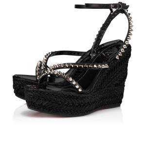 Sandalias Christian Louboutin Mafaldina Zeppa 120 mm Negros Negros | IDK-432057