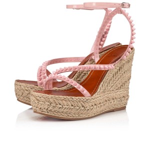 Sandalias Christian Louboutin Mafaldina Zeppa 120 mm Rosy / Rosy / Lin Rosy / Naturel | AHJ-214863