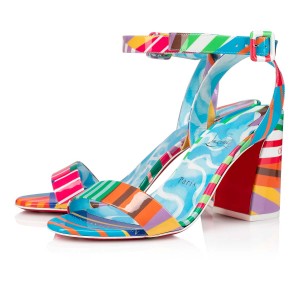 Sandalias Christian Louboutin Miss Sabina 85 mm Multi / Lin Blue-white | TAM-024973