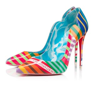 Tacones Christian Louboutin Hot Chick 100 mm Multi / Lin Blue-white | HJG-234697