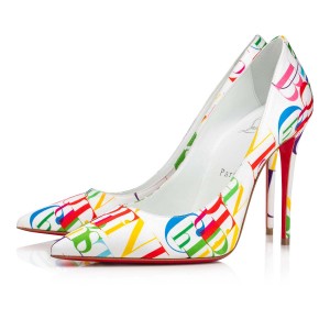 Tacones Christian Louboutin Kate 100 mm White-multi / Lin Bianco | NFP-308917