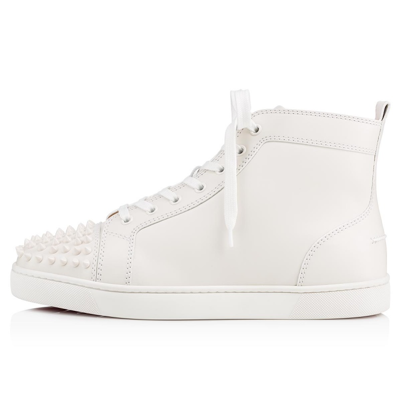 Altos Christian Louboutin Lou Spikes Planos Blancos Blancos | NVZ-365782