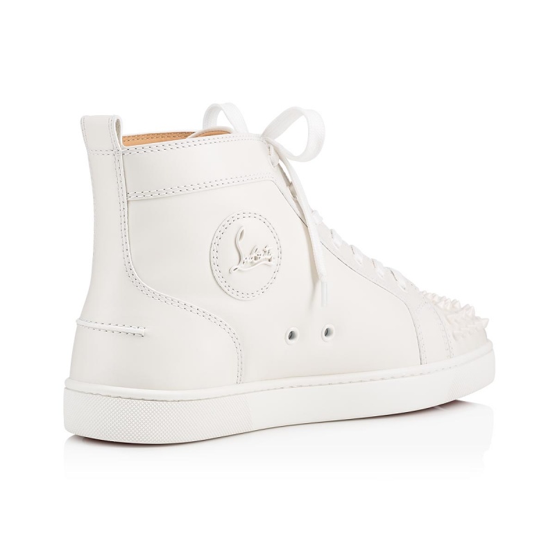 Altos Christian Louboutin Lou Spikes Planos Blancos Blancos | NVZ-365782