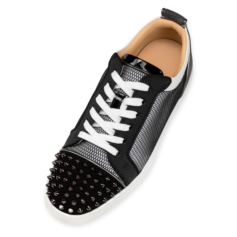 Bajos Christian Louboutin Louis Junior Spikes Negros Blancos | HTP-851237