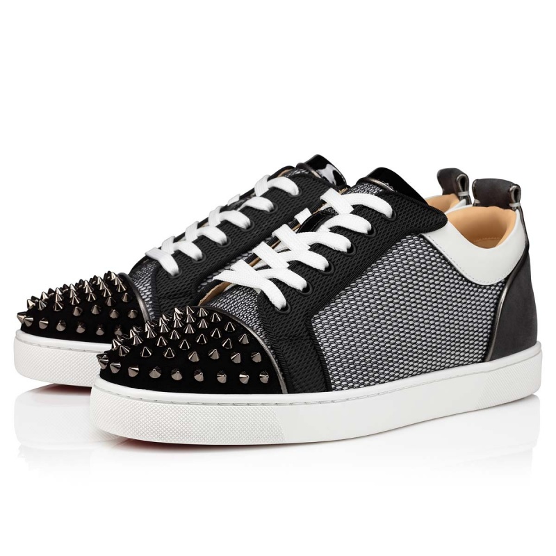 Bajos Christian Louboutin Louis Junior Spikes Negros Blancos | HTP-851237