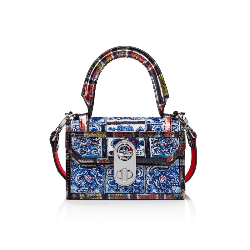 Bolsas Christian Louboutin Elisa Top Handle Nano Negros Plateados | ITY-130864