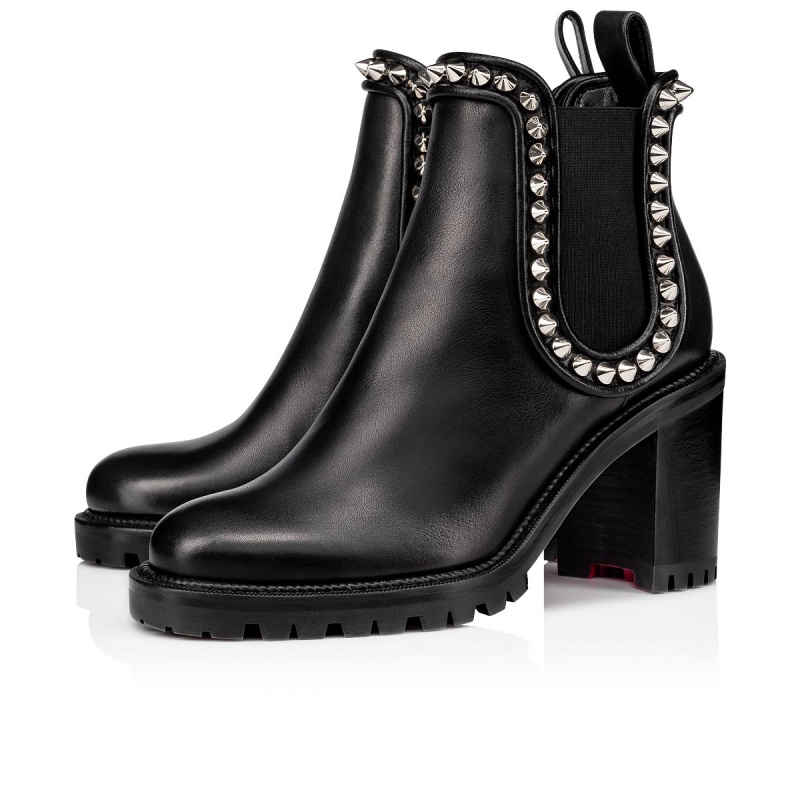Botines Christian Louboutin Capahutta 70 mm Negros Plateados | FDW-273945