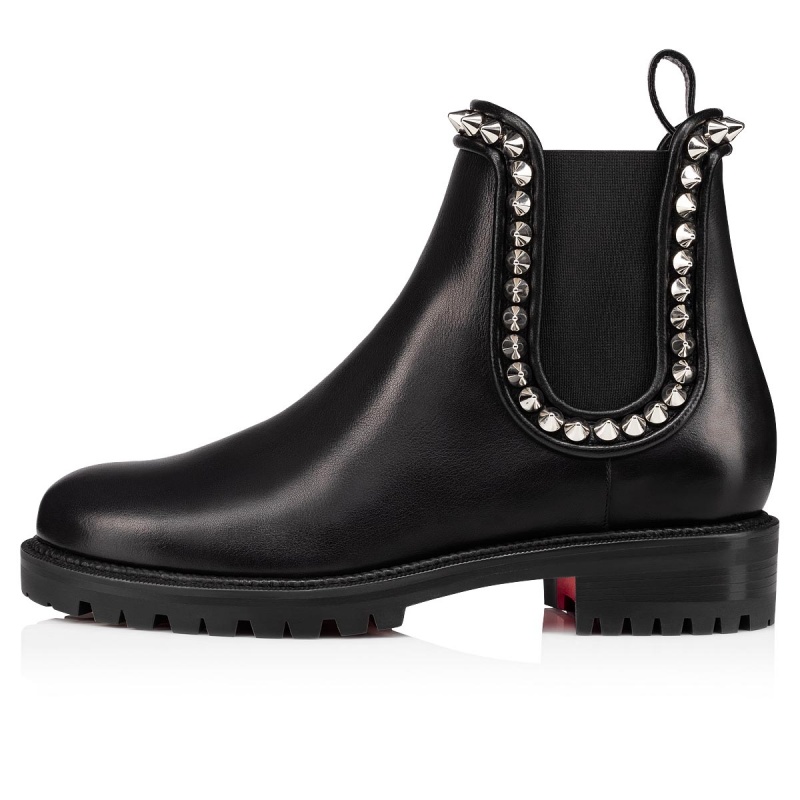 Botines Christian Louboutin Capahutta Planos Negros Plateados | GTR-478193