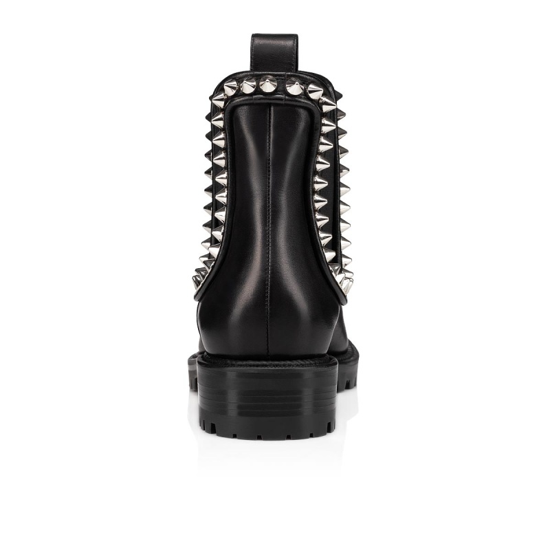 Botines Christian Louboutin Capahutta Planos Negros Plateados | GTR-478193