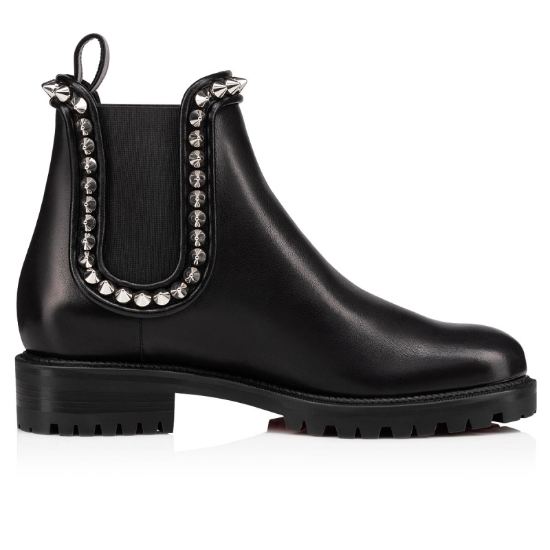 Botines Christian Louboutin Capahutta Planos Negros Plateados | GTR-478193