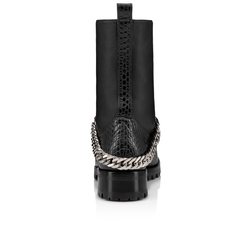 Botines Christian Louboutin Horse Guarda Planos Negros Plateados | IPV-487965