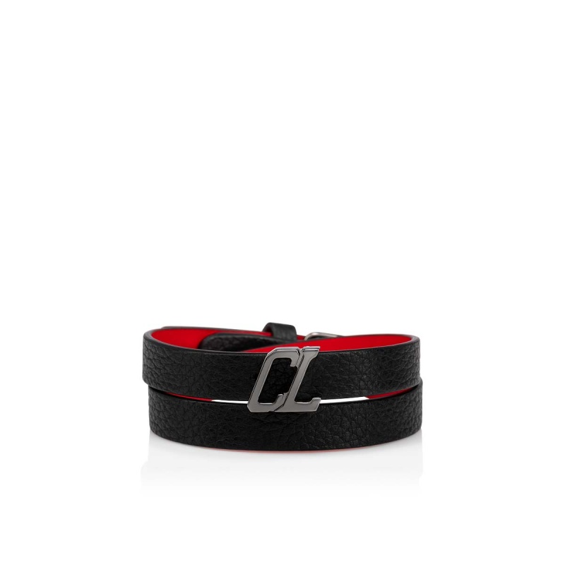 Brazalete Christian Louboutin Happy Rui Logo Negros Metal | JIO-094173