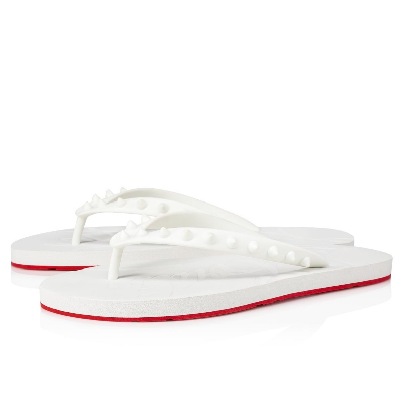 Chancletas Christian Louboutin Loubi Blancos | JQZ-629057