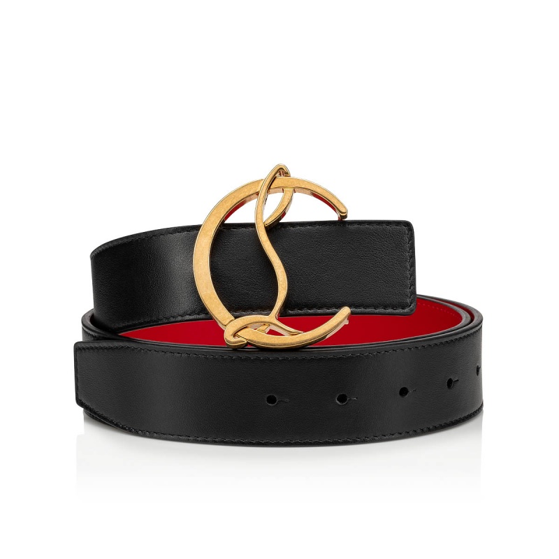 Cinturones Christian Louboutin Cl Logo Negros Dorados | ZSU-908154