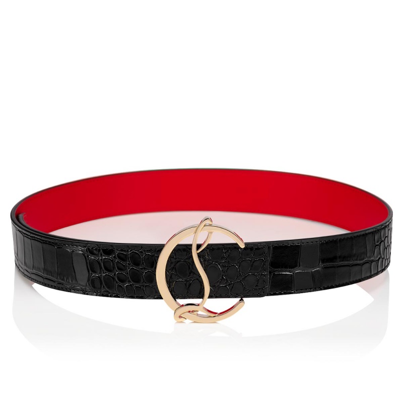 Cinturones Christian Louboutin Cl Logo Negros Dorados | KHU-643201