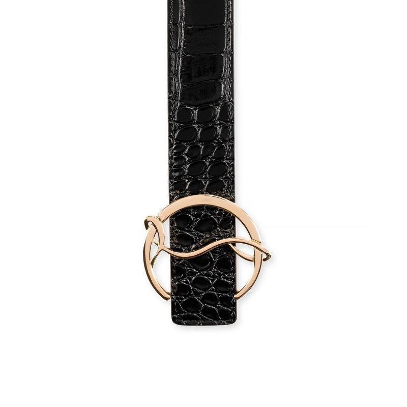 Cinturones Christian Louboutin Cl Logo Negros Dorados | KHU-643201