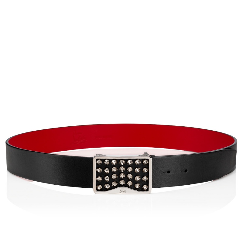 Cinturones Christian Louboutin Louis Negros Plateados Plateados | GRJ-417930