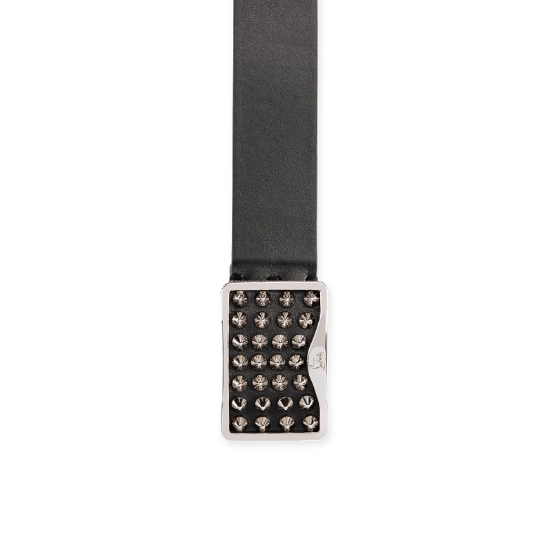 Cinturones Christian Louboutin Louis Negros Plateados Plateados | GRJ-417930