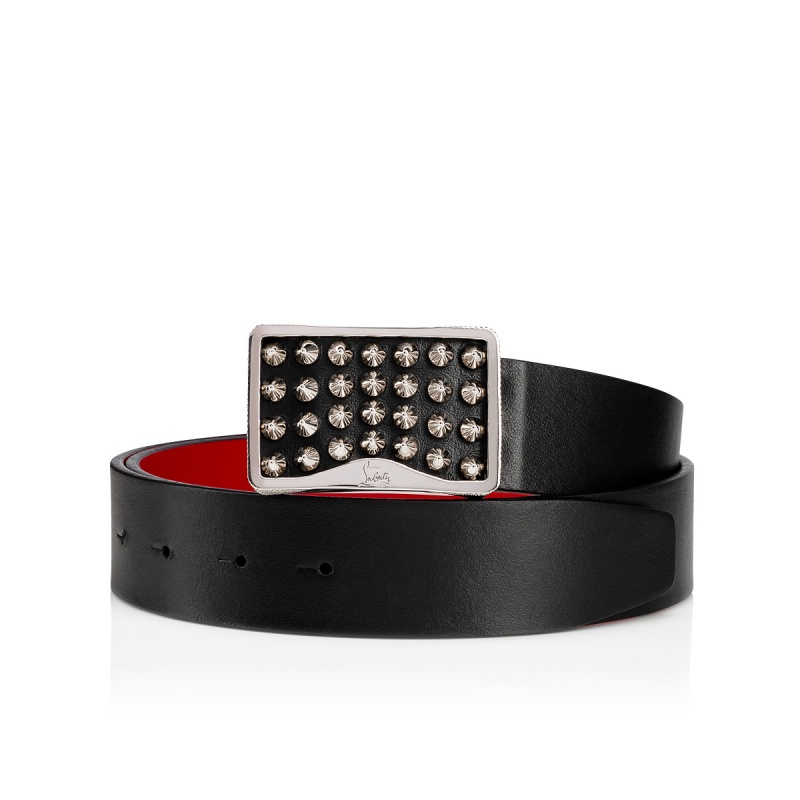 Cinturones Christian Louboutin Louis Negros Plateados Plateados | GRJ-417930