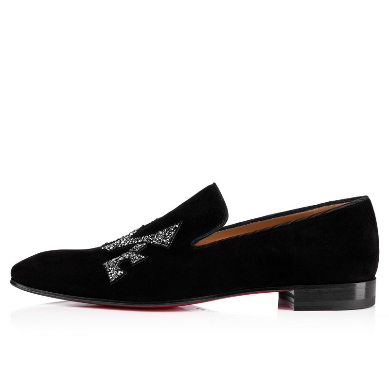 Mocasines Christian Louboutin Dandylove Strass Planos Negros | SPR-752401