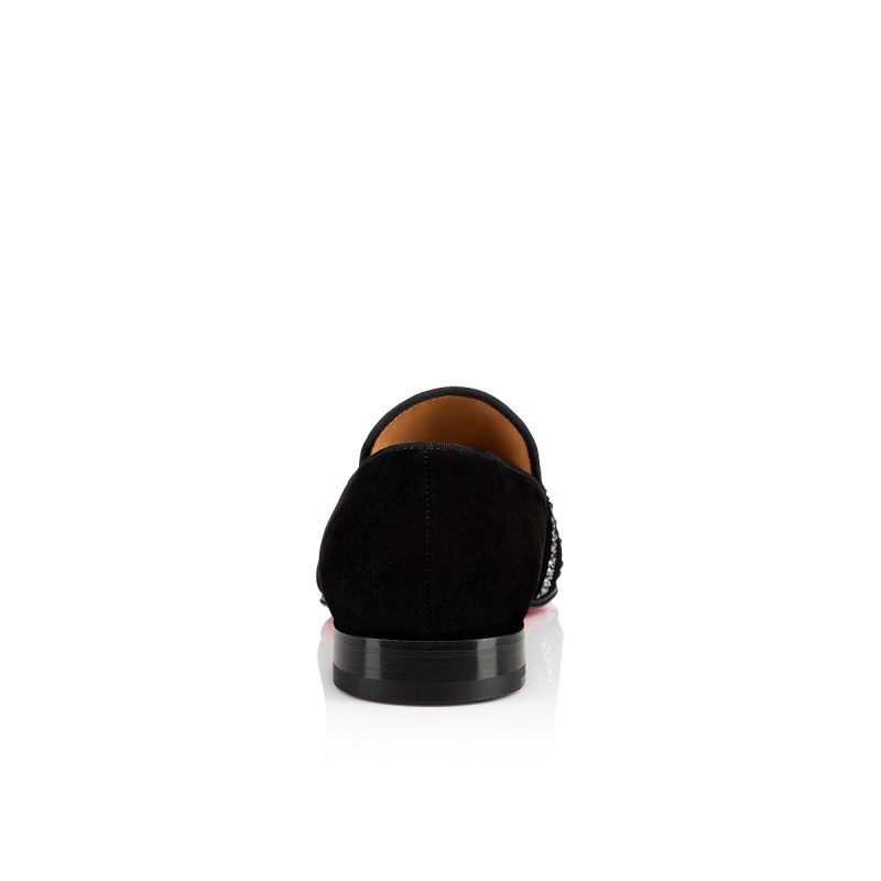 Mocasines Christian Louboutin Dandylove Strass Planos Negros | SPR-752401