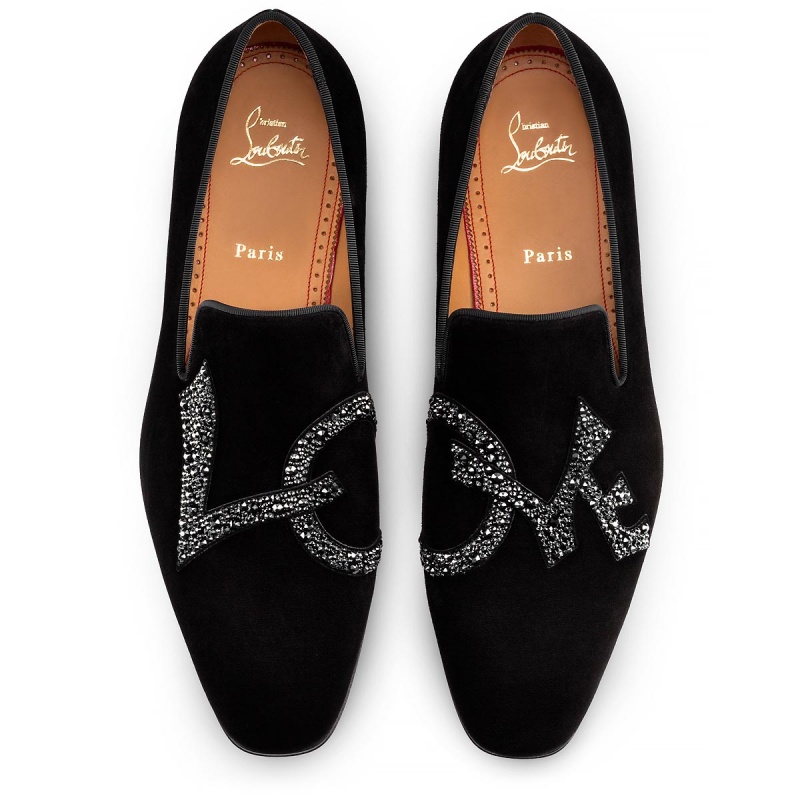 Mocasines Christian Louboutin Dandylove Strass Planos Negros | SPR-752401