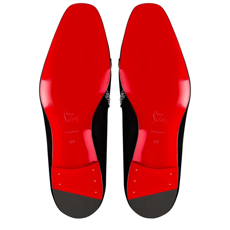 Mocasines Christian Louboutin Dandylove Strass Planos Negros | SPR-752401