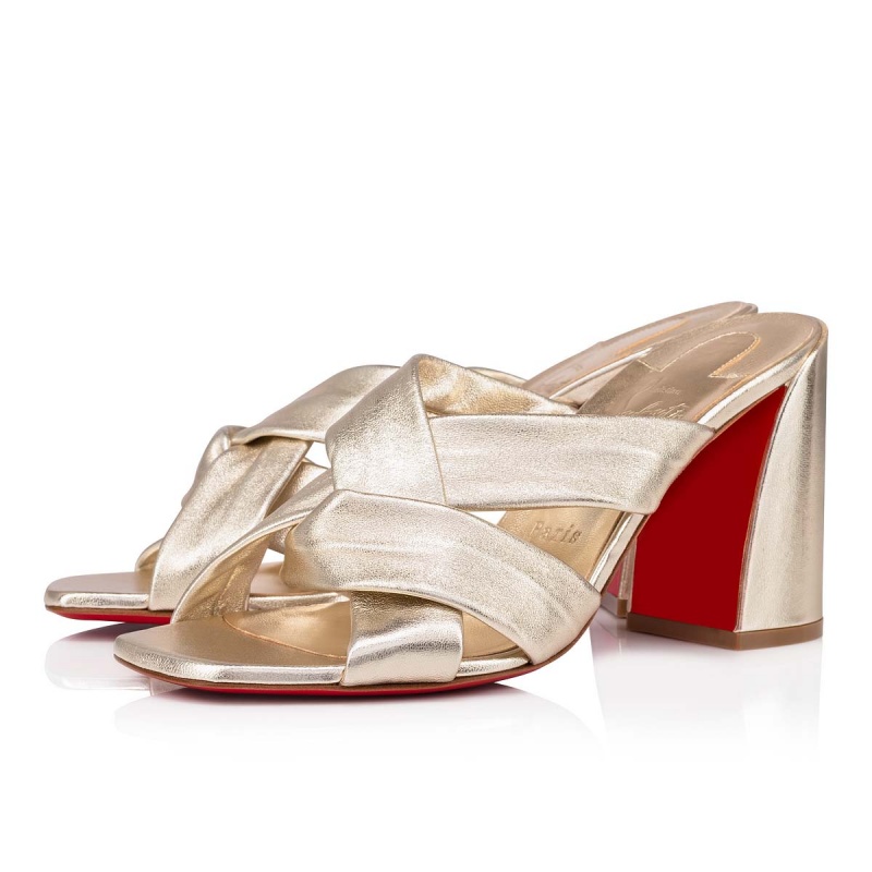 Mulas Christian Louboutin Dispo Club 85 mm Sahara / Lin Platine | VMY-716920