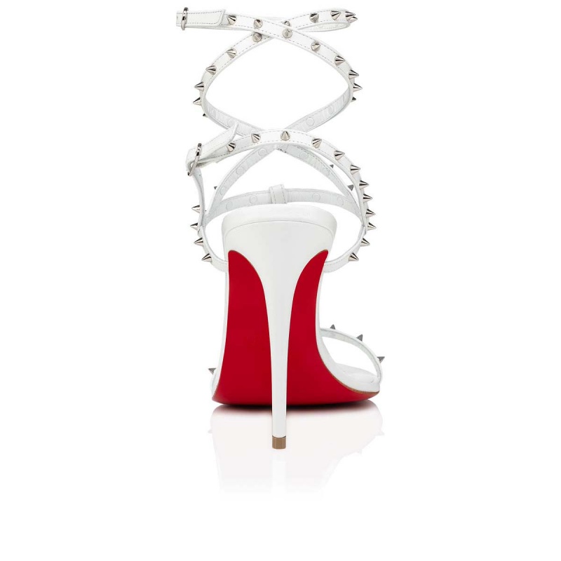 Sandalias Christian Louboutin Bombina Spikes 100 mm Bianco / Sv / Lin Bianco | SNU-197063