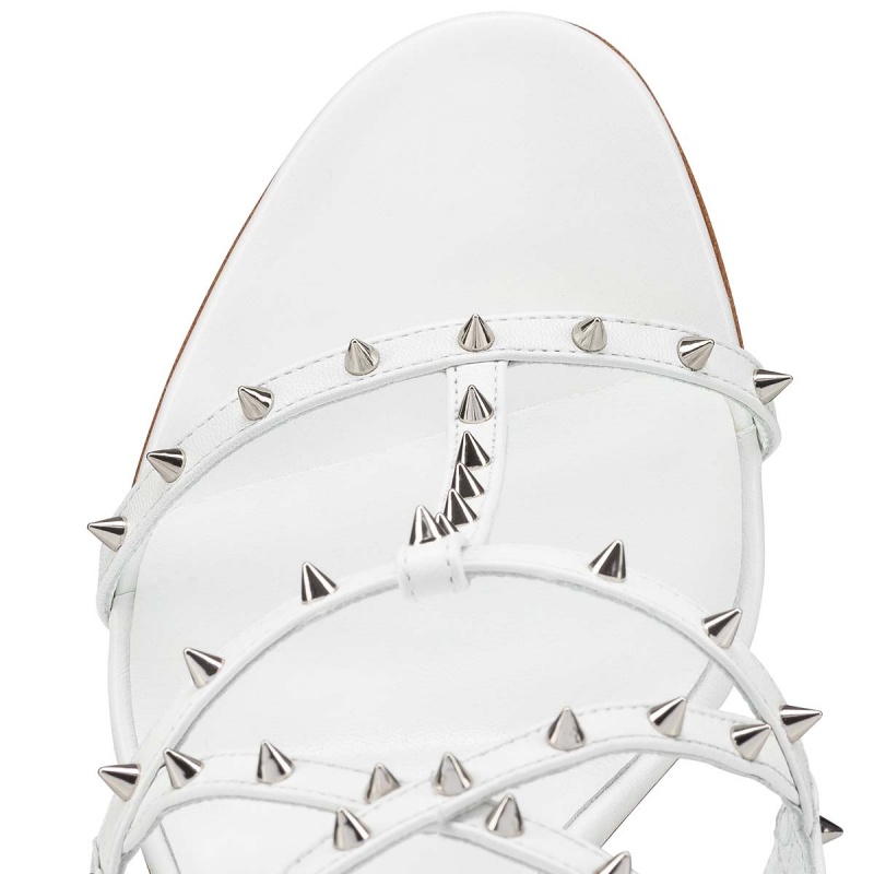Sandalias Christian Louboutin Bombina Spikes 100 mm Bianco / Sv / Lin Bianco | SNU-197063