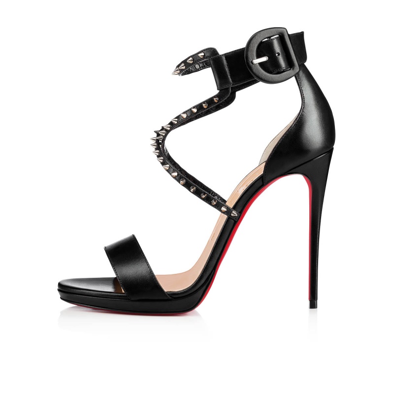 Sandalias Christian Louboutin Choca Lux 120 mm Negros Plateados | LZX-135478