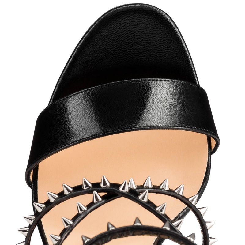 Sandalias Christian Louboutin Choca Lux 120 mm Negros Plateados | LZX-135478