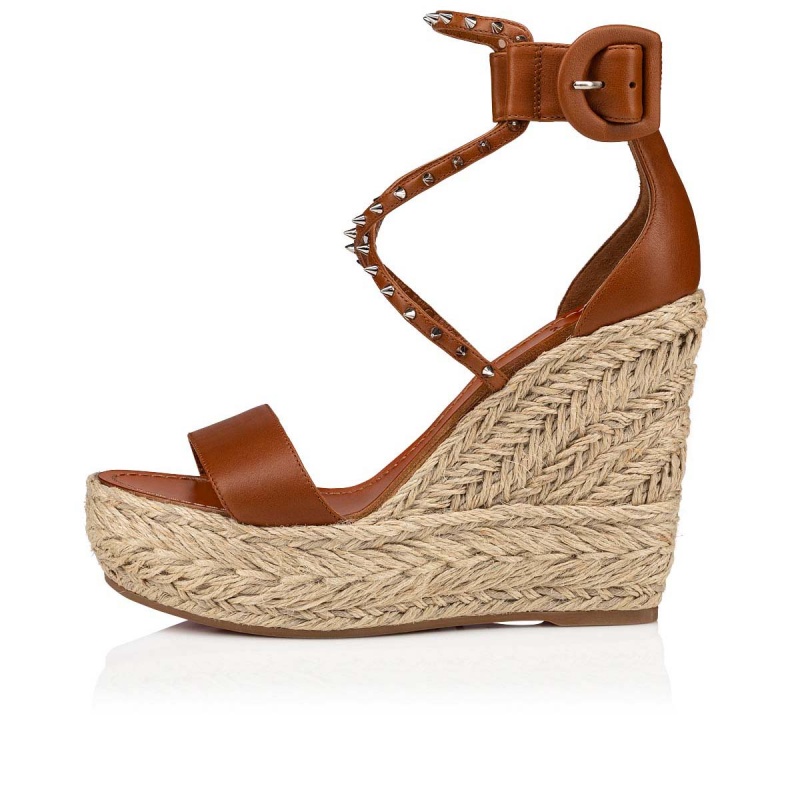 Sandalias Christian Louboutin Chocazeppa Spikes 120 mm Cuoio / Sv / Naturel | IJP-746590