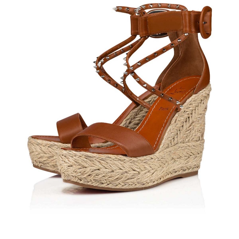 Sandalias Christian Louboutin Chocazeppa Spikes 120 mm Cuoio / Sv / Naturel | IJP-746590