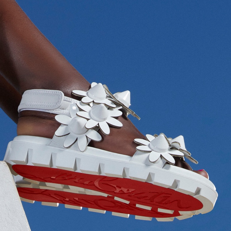 Sandalias Christian Louboutin Daisy Spikes Cool Bianco / Bianco | CNY-219075