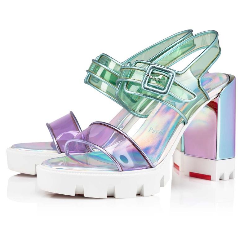 Sandalias Christian Louboutin Duniss Lug 100 mm Vers Multi / Lin Las Ab / Laser Ab | KYO-270438