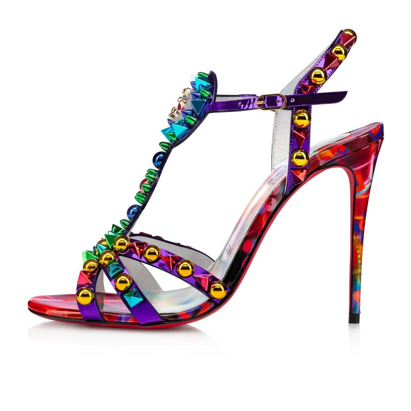 Sandalias Christian Louboutin Goldora 100 mm Vers Multi / Mix Multi Ab / Lin La | CYD-850142