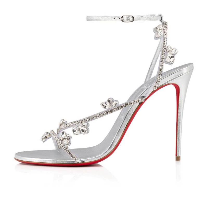 Sandalias Christian Louboutin Joli Queen 100 mm Plateados Plateados | KOJ-572946