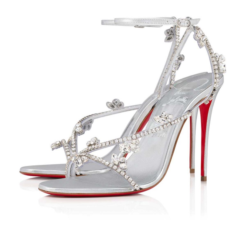 Sandalias Christian Louboutin Joli Queen 100 mm Plateados Plateados | KOJ-572946