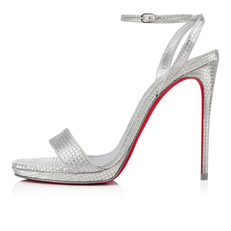Sandalias Christian Louboutin Loubi Queen 120 mm Plateados Plateados | RIO-187924