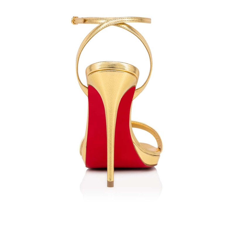 Sandalias Christian Louboutin Loubi Queen 120 mm Bouton D Or / Lin Bouton D Or | XFU-921638