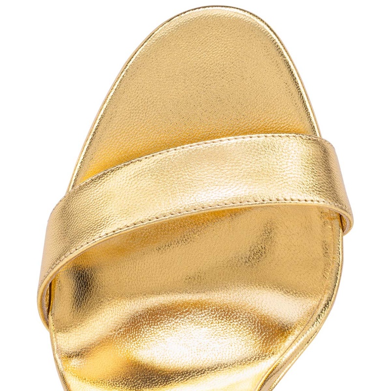 Sandalias Christian Louboutin Loubi Queen 120 mm Bouton D Or / Lin Bouton D Or | XFU-921638