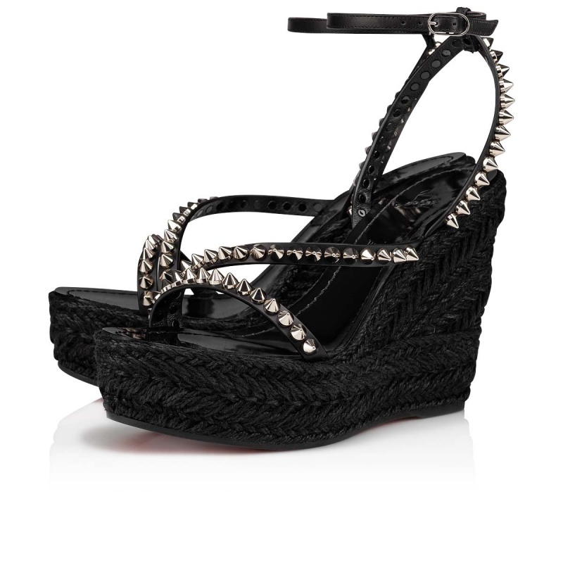 Sandalias Christian Louboutin Mafaldina Zeppa 120 mm Negros Negros | IDK-432057